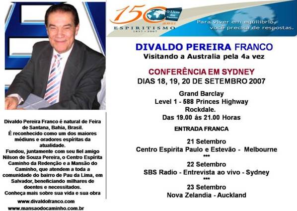 Divaldo Pereira Franco na Austrália