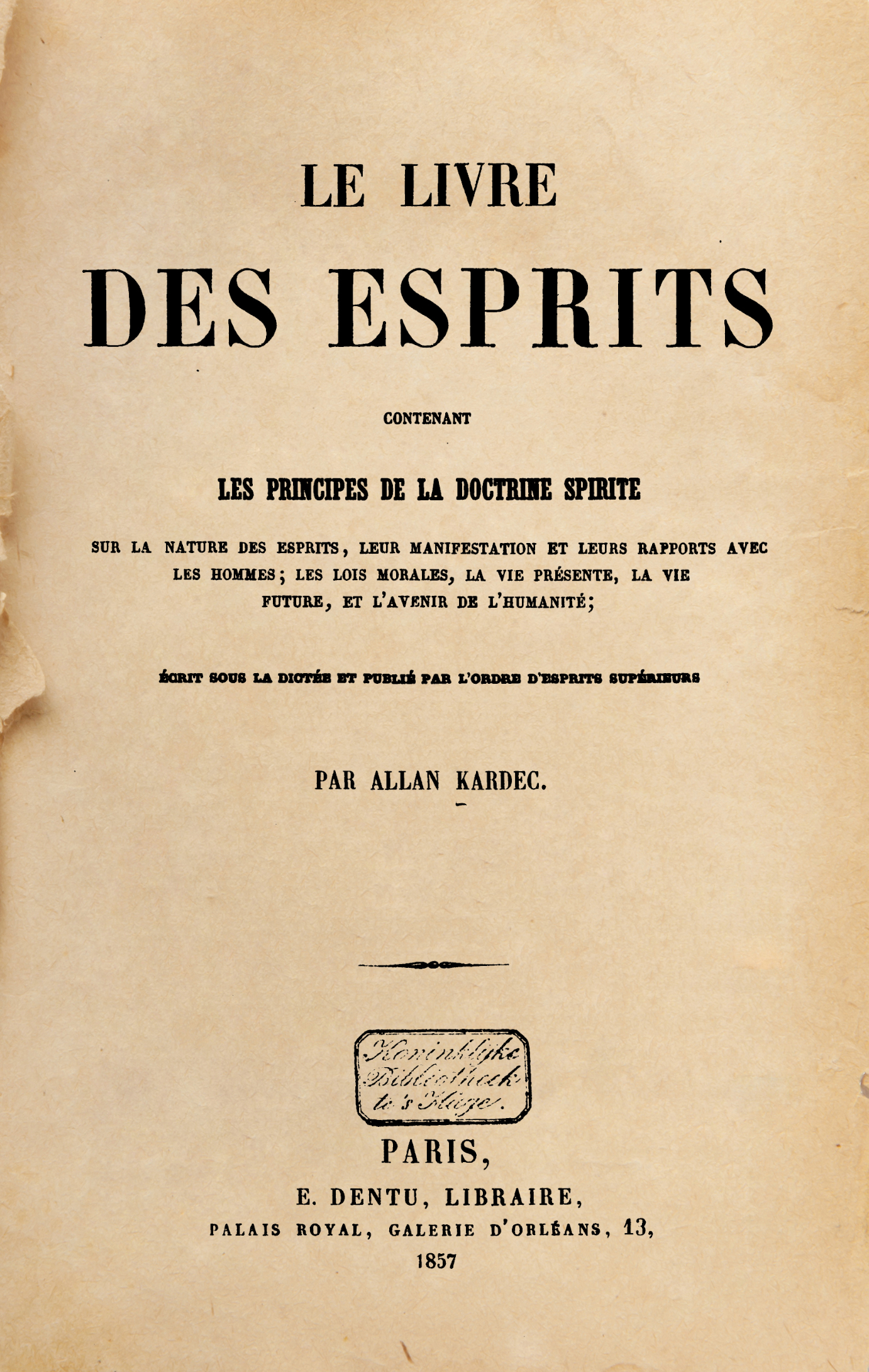 1 le livre des esprits 1 ed 1857